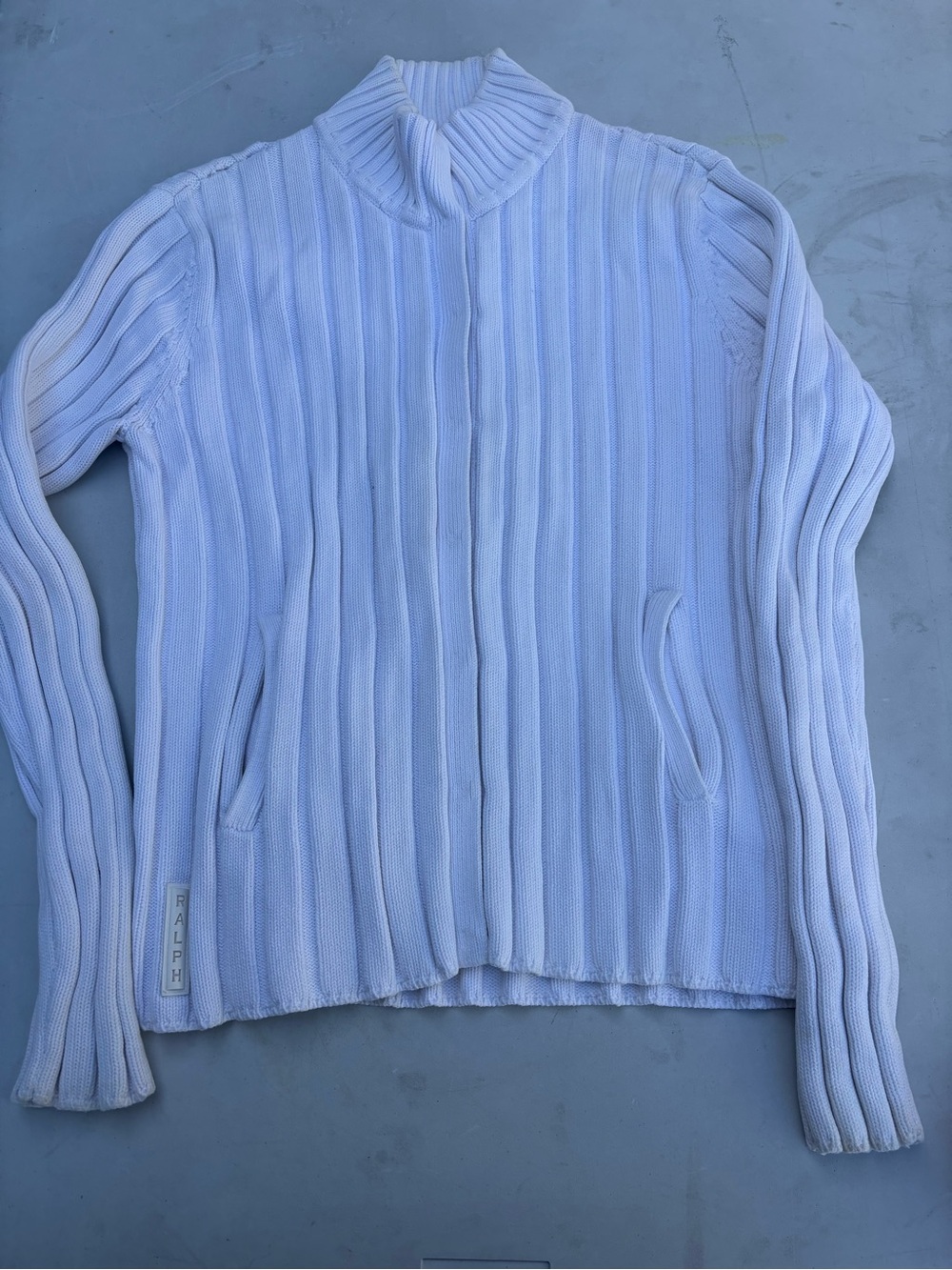 Ralph Lauren Light Blue Ribbed Zip-Up Cardigan